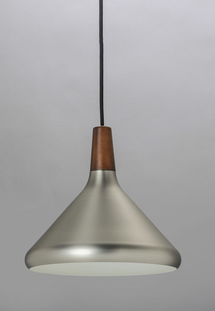 Maxim 11350 Nordic 1 Light 7" Wood / Aluminum Pendant - Walnut / Black