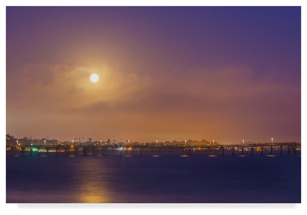 Chris Moyer 'Moonlit Pier' Canvas Art, 47"x30"