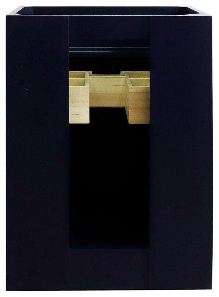 25" Single Sink Vanity, Blue Finish With White Carrara Marble And Oval Sink