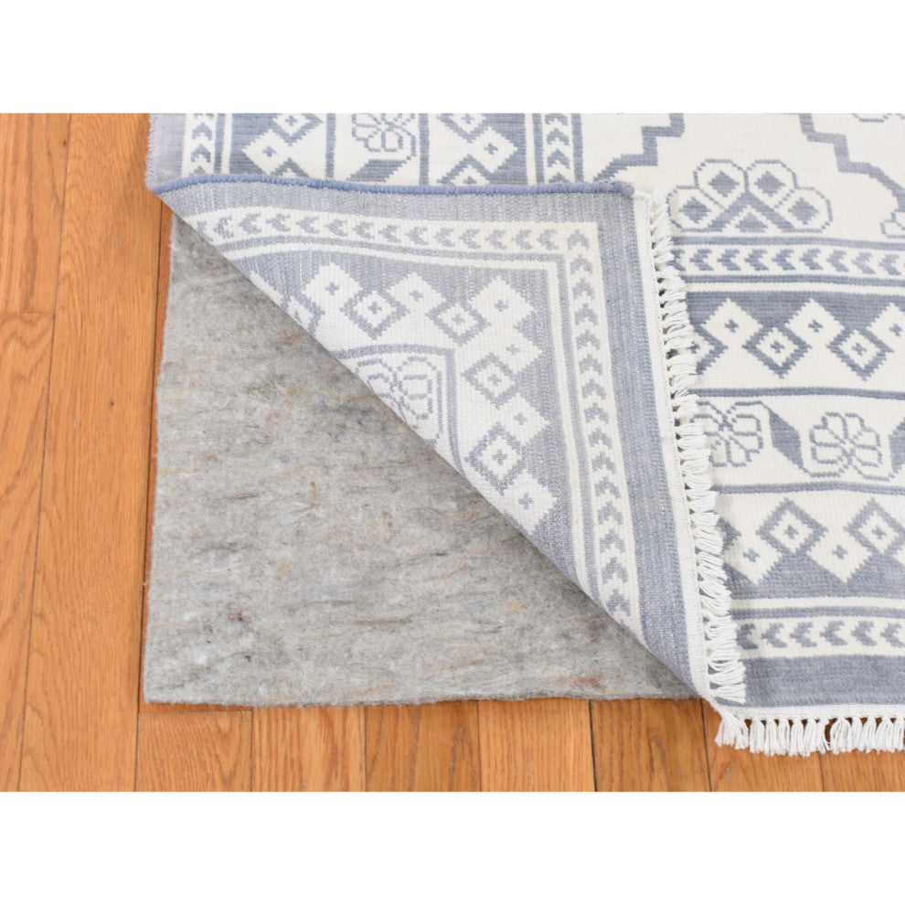 Ivory Agra Mughal Dynasty Design Cotton Hand Knotted Oriental Rug 8'1"x10'2"