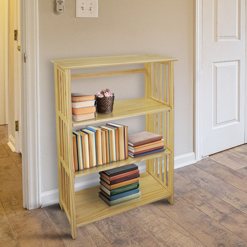 Soho Manhattan 4-Shelf Folding Bookcase 26" Wide, Natural