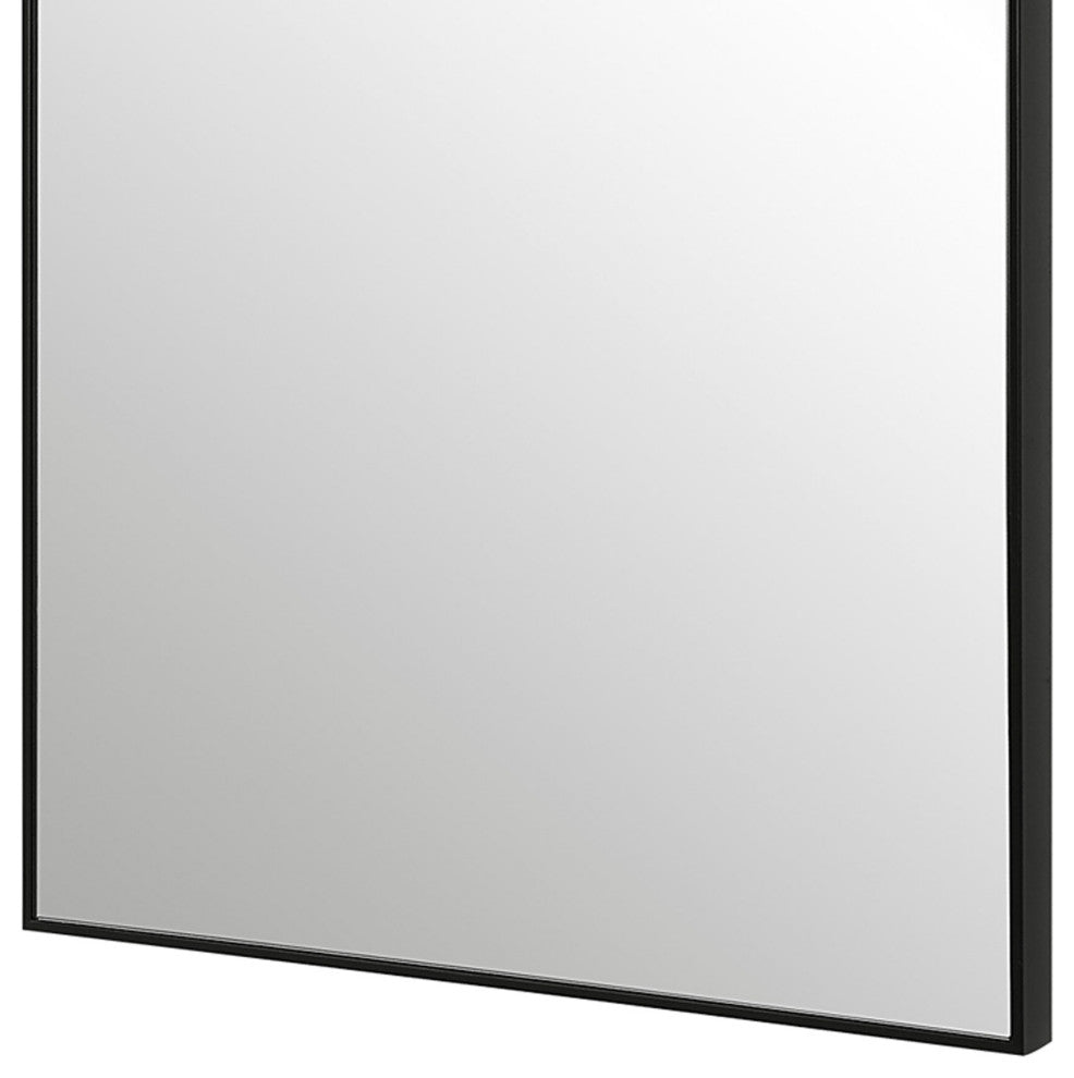 Benzara BM277041 40" Wood Wall Mirror, Rectangular Thin Frame, Black