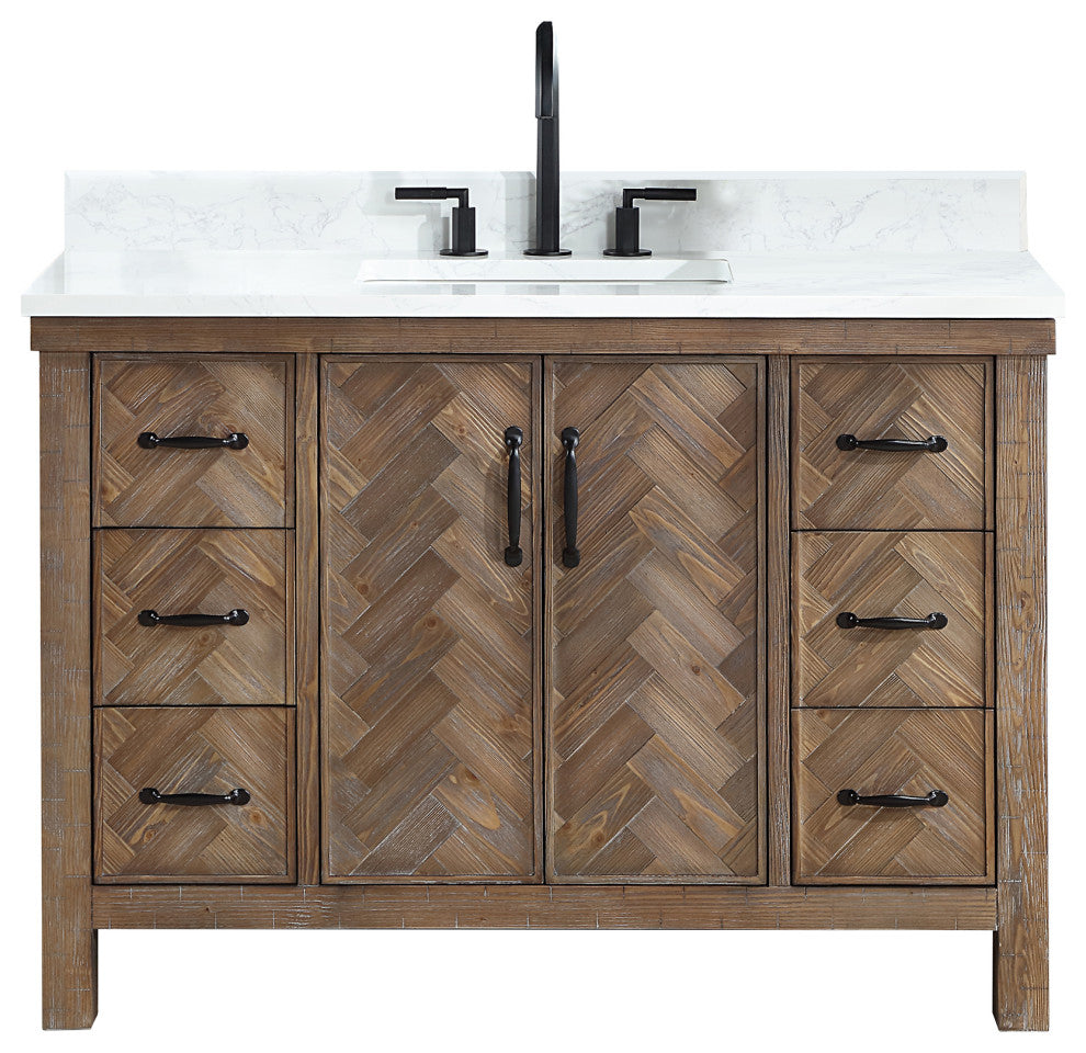 Javier Bath Vanity, Composite Stone Top, Antique Gray, 48", Single Vanity, No Mirror