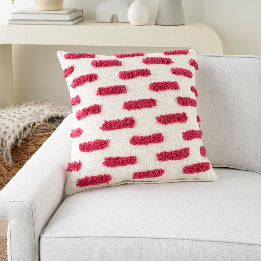 Mina Victory GC576 Throw Pillow, Hot Pink, 18"X18"
