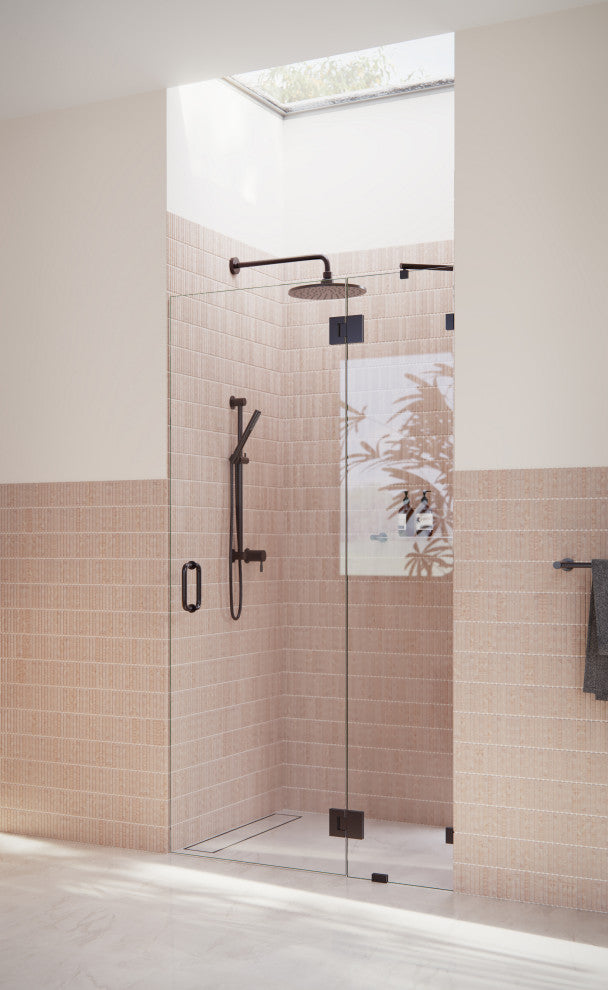 78"x37" Frameless Shower Door, Glass Hinge, Oil Rubbed Bronze