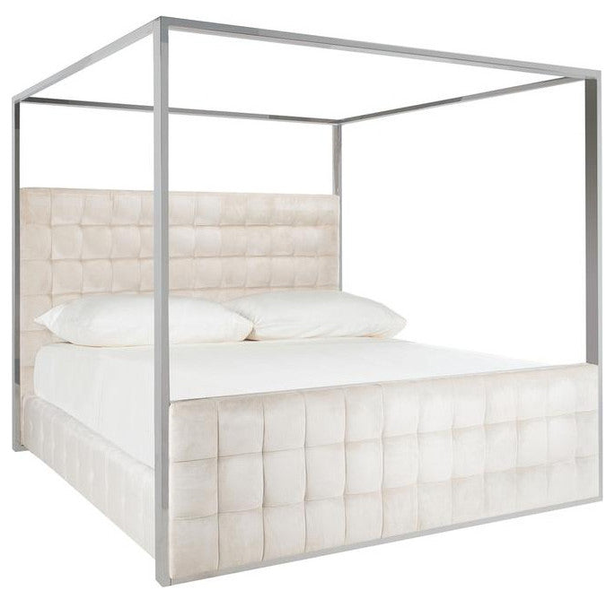 Thayer Velvet King Bed Bella White