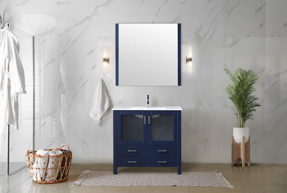 Volez Transitional Navy Blue 36" Single Vanity Set