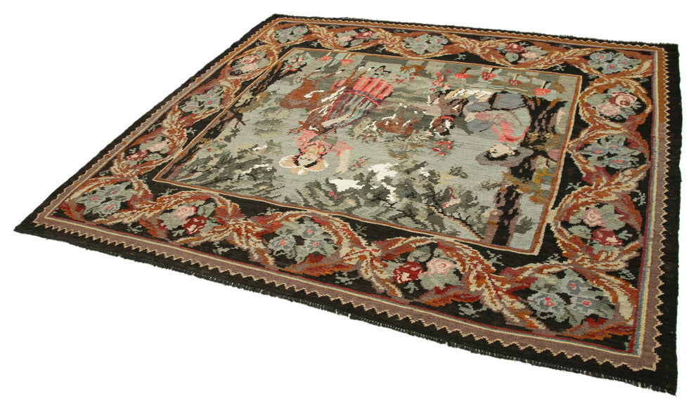 Rug N Carpet - Handmade Moldovan 6' 5'' x 7' 0'' Antique Rose Kilim Rug