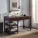 Acme Gorden Writing Desk Espresso Oak Finish and Antique Black Metal