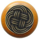 Classic Weave Maple Wood Knob, Antique-Style Brass