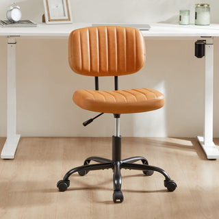 Gewnee PU Leather Low Back Task Chair, Brown