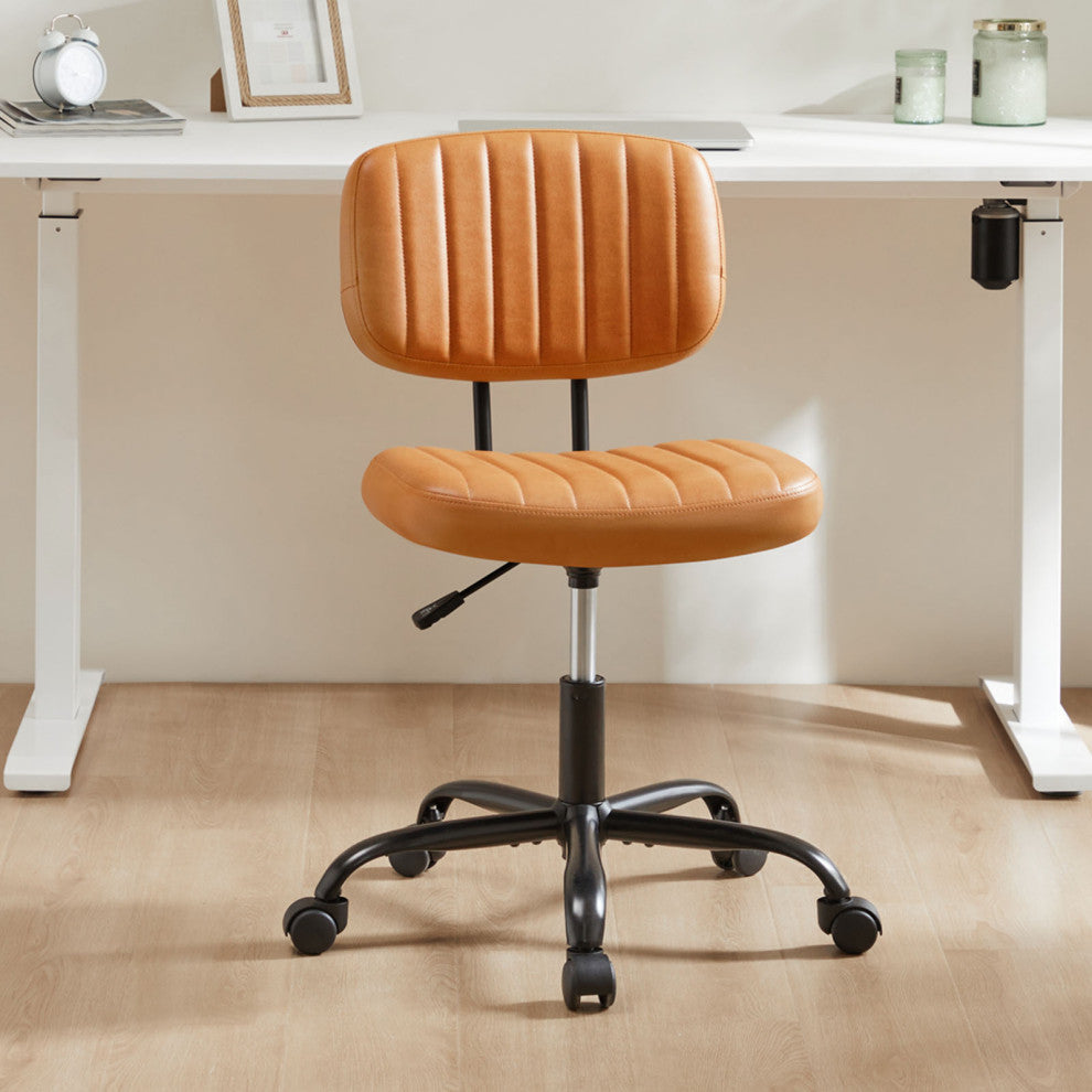 Gewnee PU Leather Low Back Task Chair, Brown