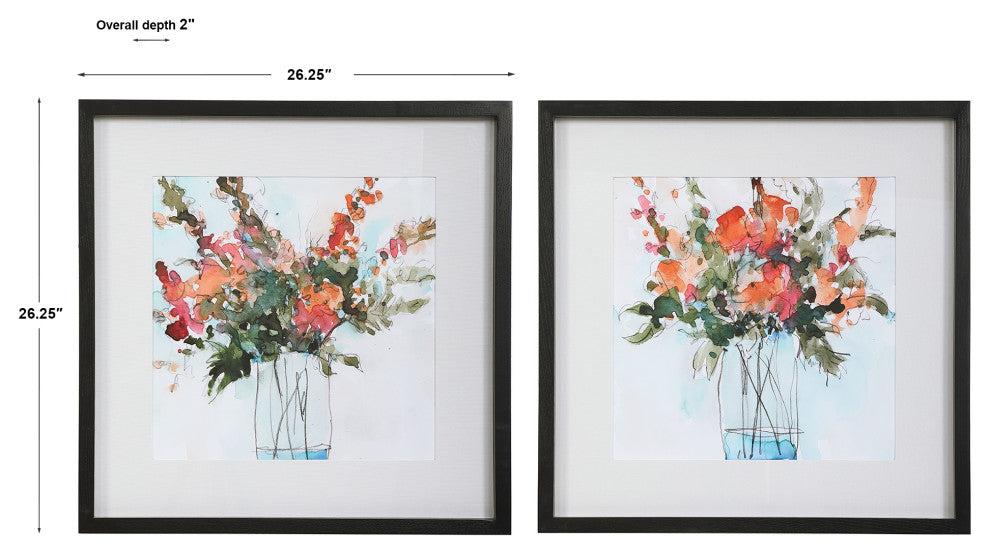 Uttermost 2-Piece Fresh Flowers Watercolor Print Set