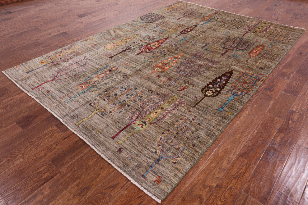 6' 7" X 9' 8" Tribal Persian Gabbeh Hand Knotted Rug Q5329