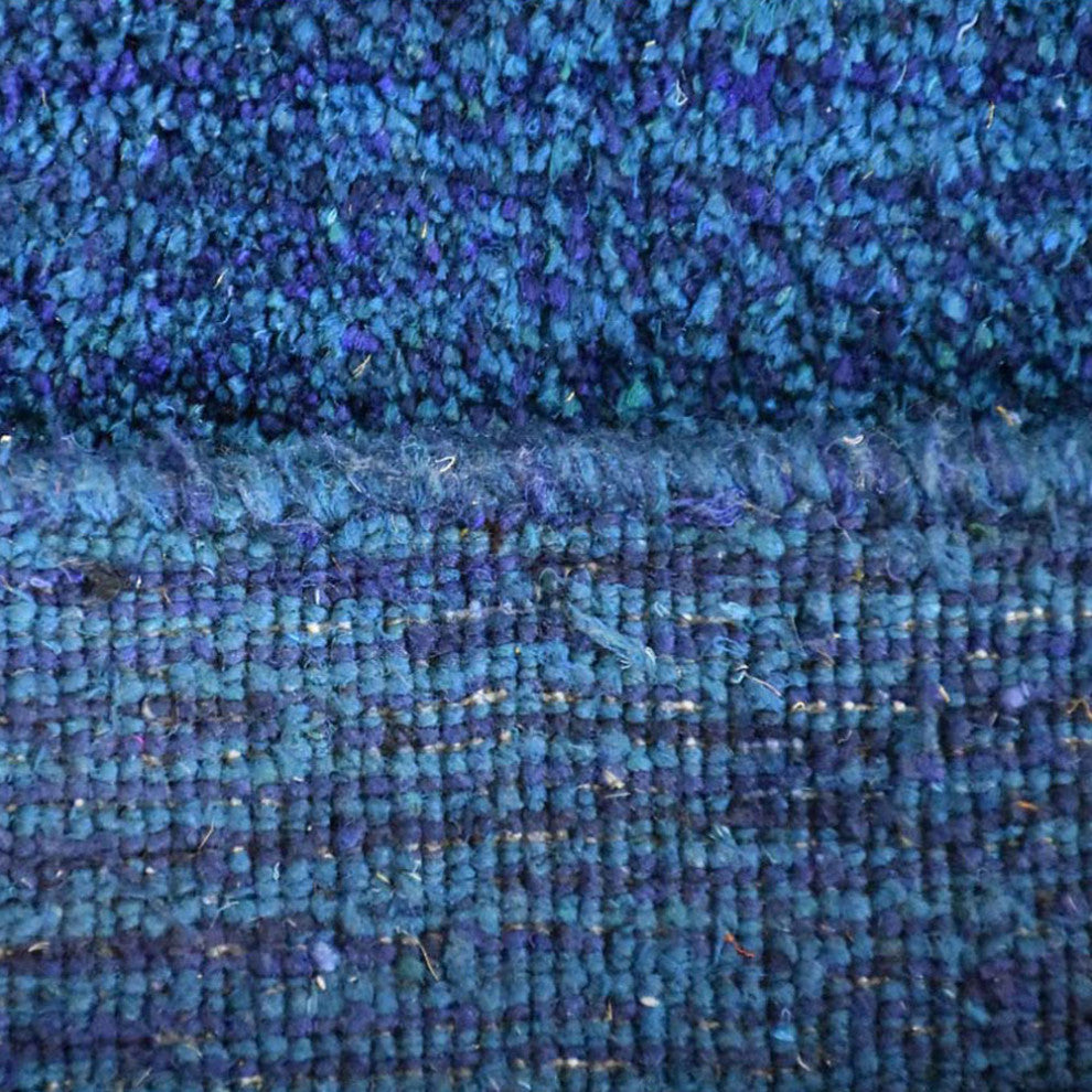 HAND KNOTTED LOOM SILK ECO-FRIENDLY AREA RUG -9'x12',Rectangle,Blue,Contemporary