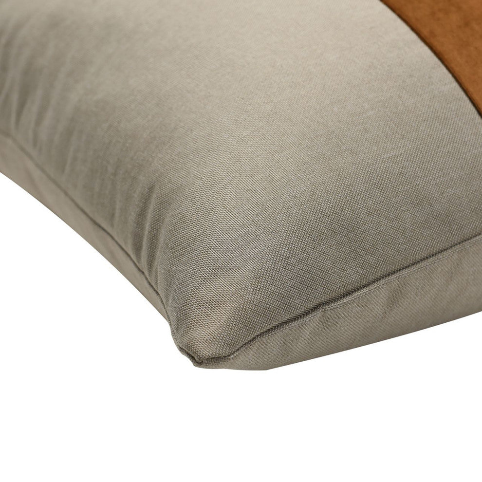 Dann Foley Lifestyle-Banded Throw Pillow-24"x24"-Pale Yellowish-Gray, Cinnamon