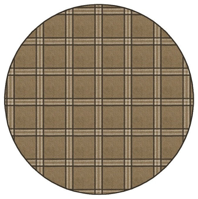 Oilskin Herrington Plaid Area Rug Milliken Tactesse Nylon, RND 3'