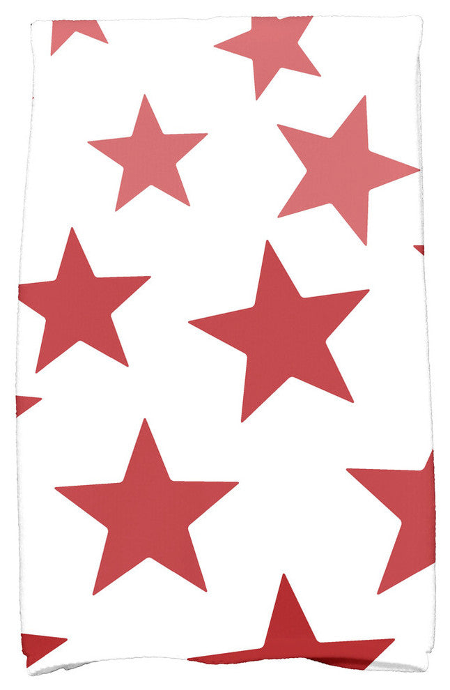 Just Stars, Geometric Print Hand Towel, Red