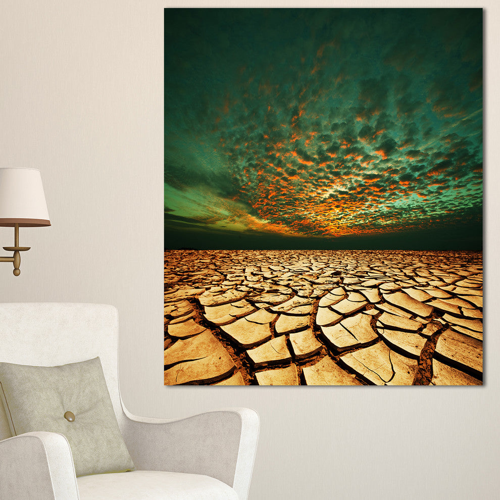 Drought Land under Blue Sky, Oversized Landscape Canvas Art, 30"x40"