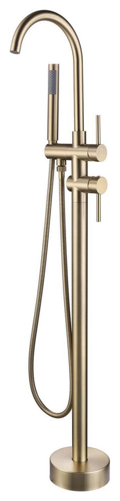 Givingtree Contemporary Floor Mount Tub Filler Trim, Brushed Nickel, Gold