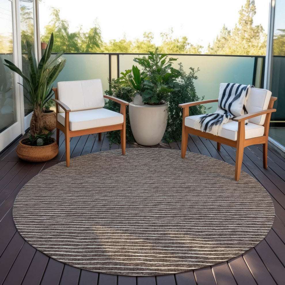Indoor/Outdoor Laidley LA1 Chocolate Machine Washable 8' x 8' Rug