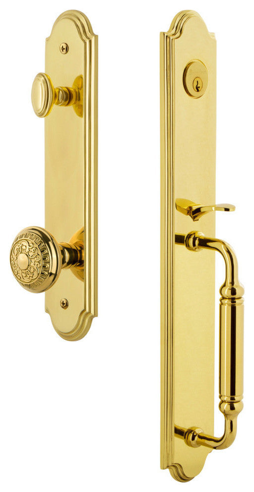 Arc 1-Piece Dummy Handleset, C Grip and Windsor Knob, Lifetime Brass, 848775
