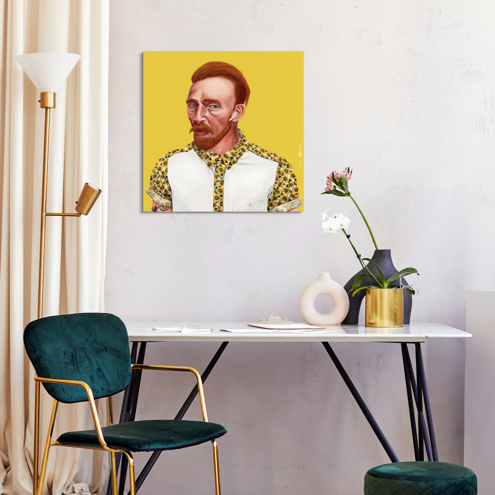 "Hip Vincent Van Gogh" Frameless Reverse Printed Tempered Art Glass Wall Art