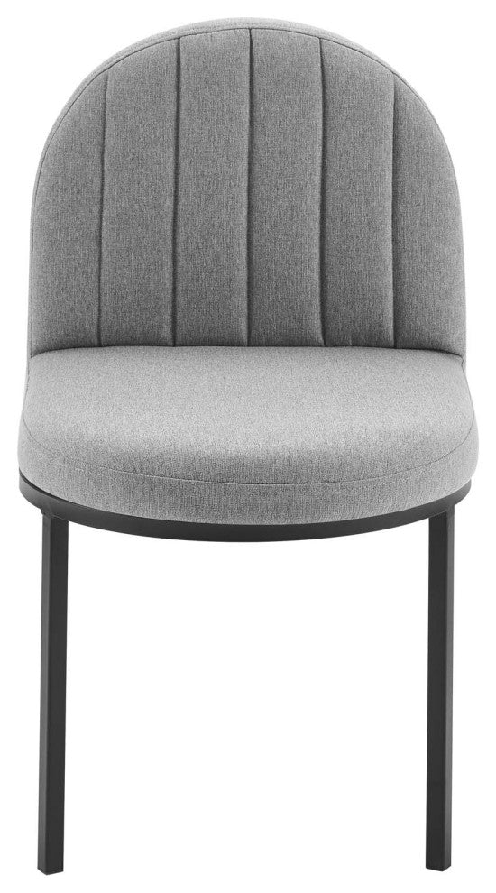 Isla Channel Tufted Upholstered Fabric Dining Side Chair - Black Light Gray