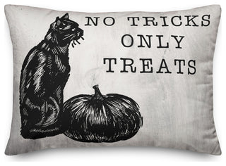 No Tricks Only Treats Cat 14x20 Throw Pillow