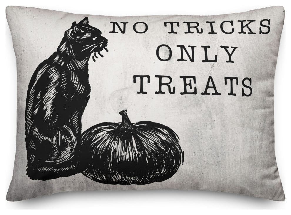 No Tricks Only Treats Cat 14x20 Throw Pillow