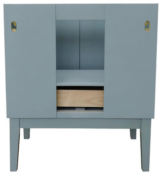 31" Single Vanity, Aqua Blue Finish With Gray Granite Top