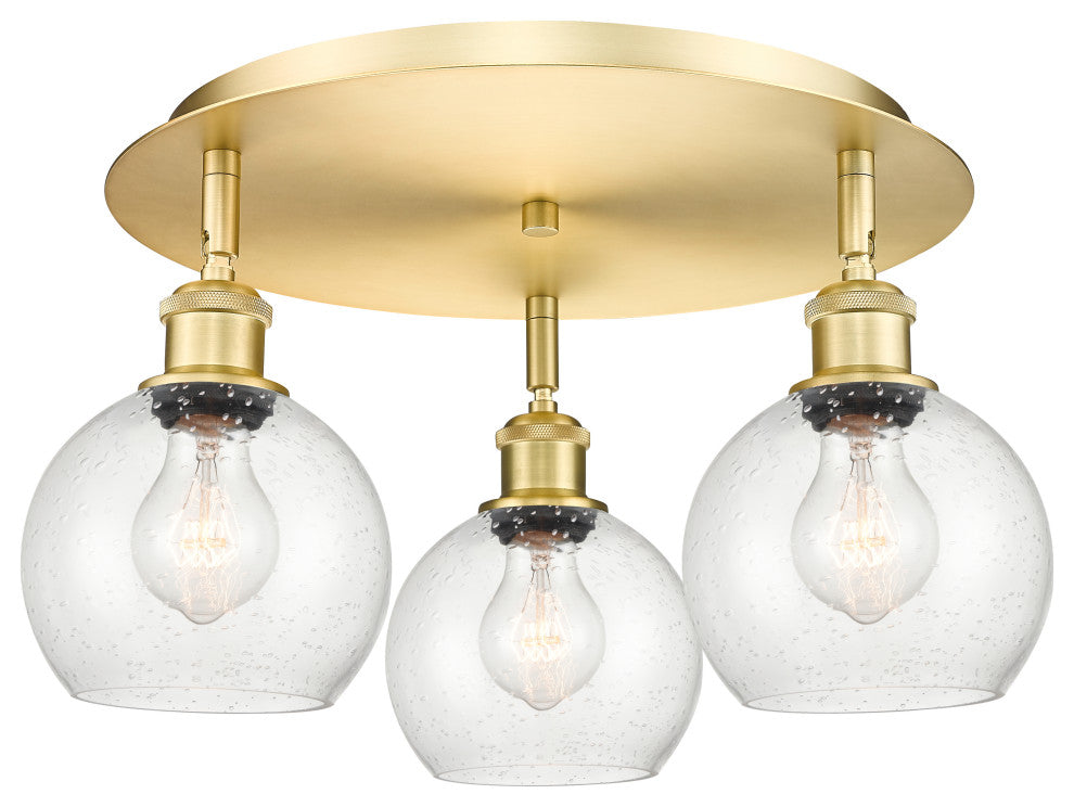Innovations Athens 3 17.75" Flush Mount Satin Gold