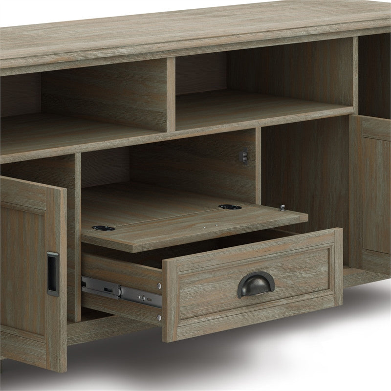 Solid Wood 72 Inch Tv Media Stand In Distressed Grey For Tvs Up To 80 Inches