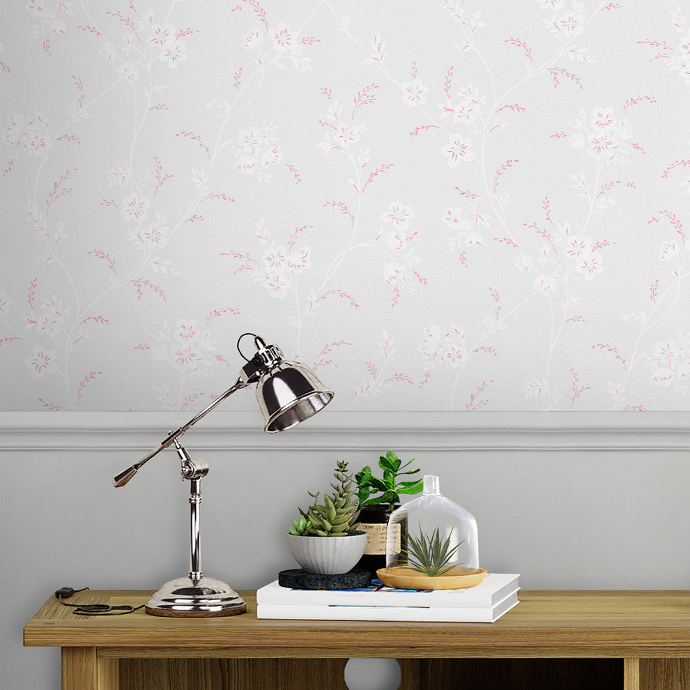 Laura Ashley Eva Floral Sugared Grey Wallpaper