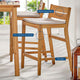 Bar Side Stool Chair, Set of 2, Wood, Brown Natural Taupe Gray, Modern, Outdoor