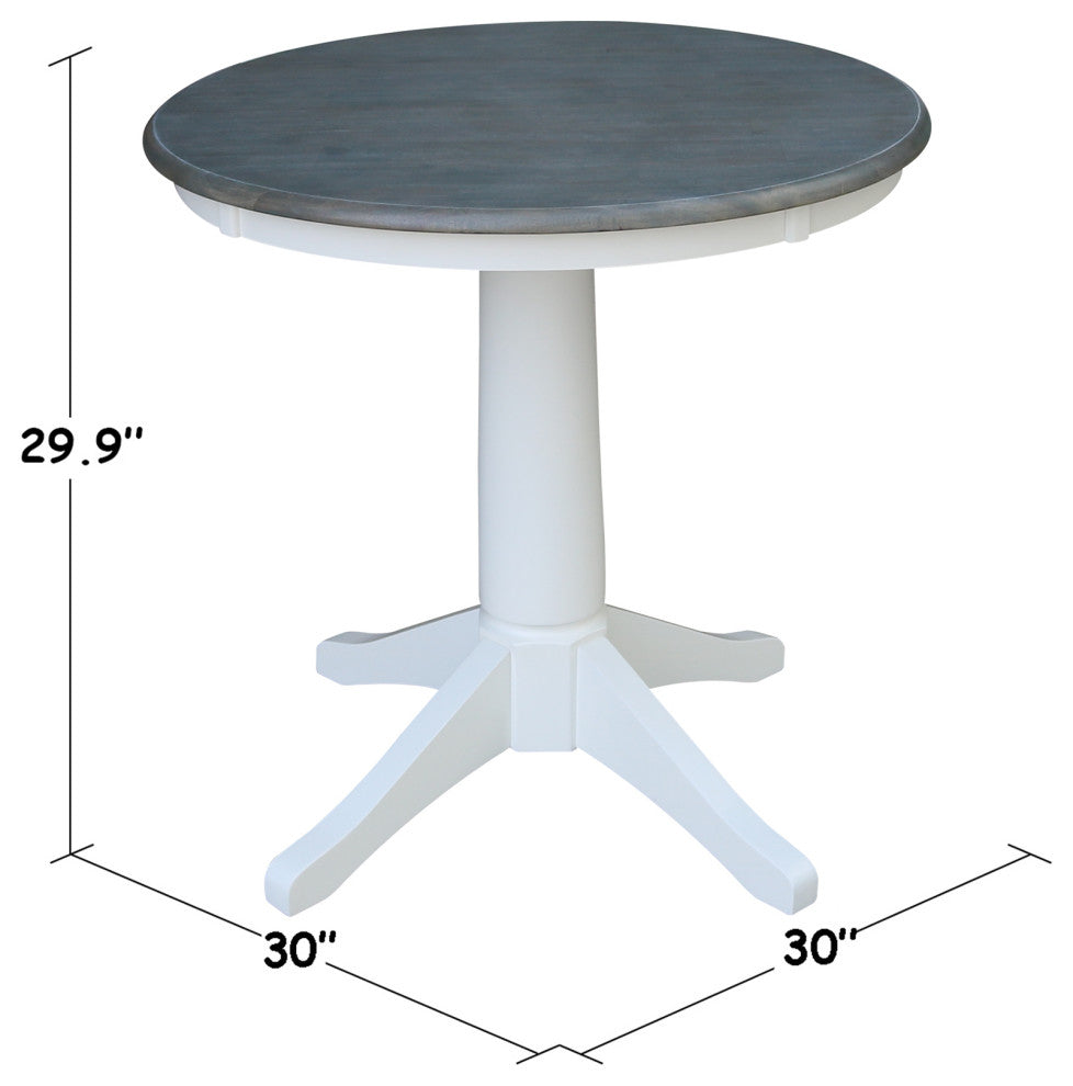 Round Top Pedestal Table, White/Heather Gray, 30" Round