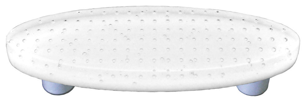 Art Glass Bubbles Pull Oval, Alum Post, Bubbles White