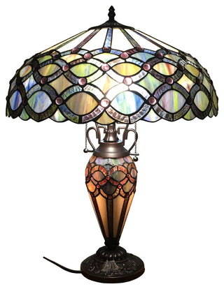 PRISMA Tiffany-style 3 Light Double Lit Table Lamp 18inches Shade