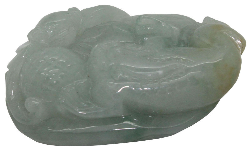 Jade Pendant Light Green Pixiu Chasing Lucky Ball With Bat and Money Figure