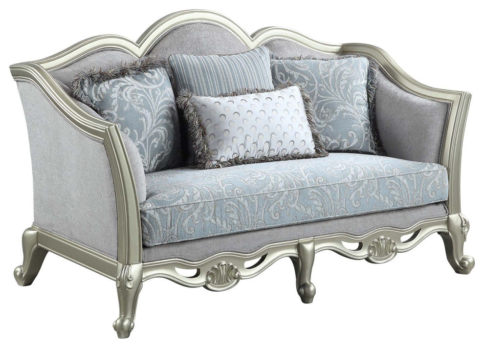 Linen Upholstery Loveseat, Light Gray