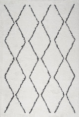 Catala Moroccan Diamond Shag Rug, White/Black, 4'x6'