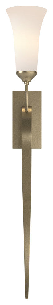 Sweeping Taper Sconce, Soft Gold Finish, Opal Glass