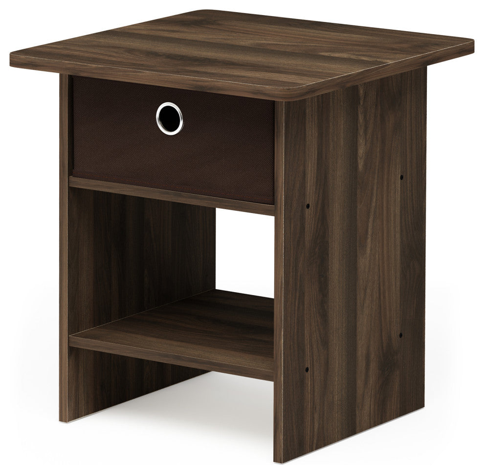 End Table/Night Stand Storage Shelf, Columbia Walnut/Dark Brown