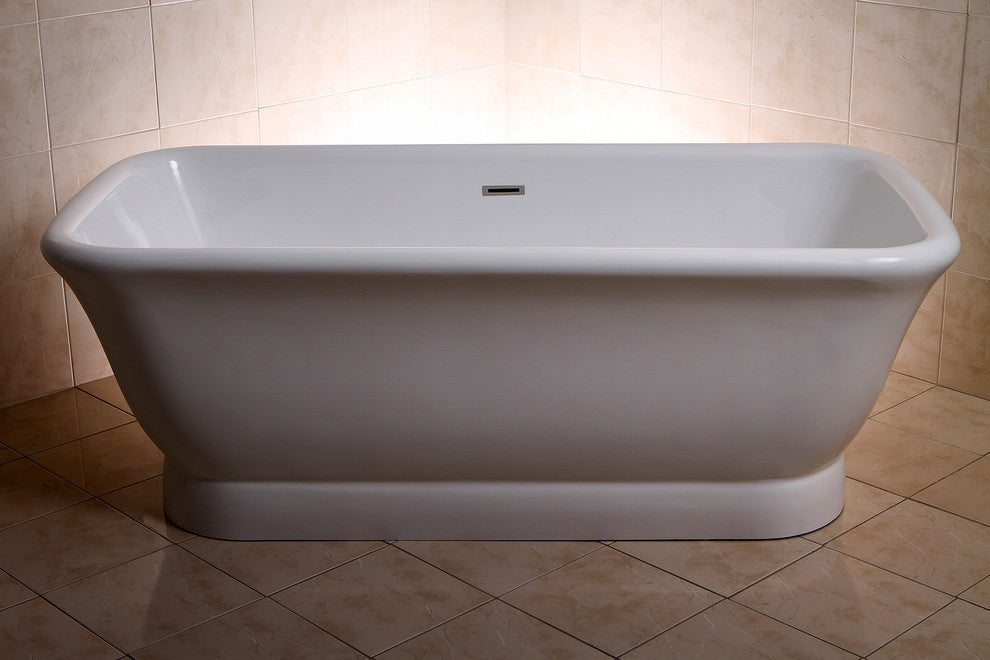Aqua Eden 71" Acrylic Pedestal Double Ended Tub With Drain, White