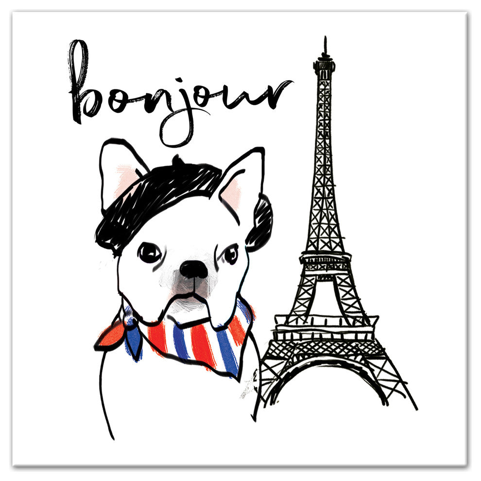 Designs Direct Bonjour Frenchie Dog 36x36 Canvas Wall Art