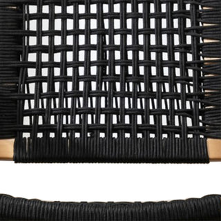 Accent Chair With Rope Woven Seat and Wooden Frame, Brown and Black