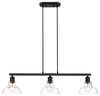 Golden Lighting 0305-3SF CLR Carver 3 Light 36"W Fixed Rail - Matte Black