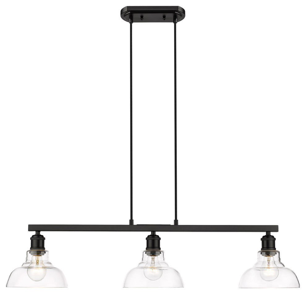 Golden Lighting 0305-3SF CLR Carver 3 Light 36"W Fixed Rail - Matte Black