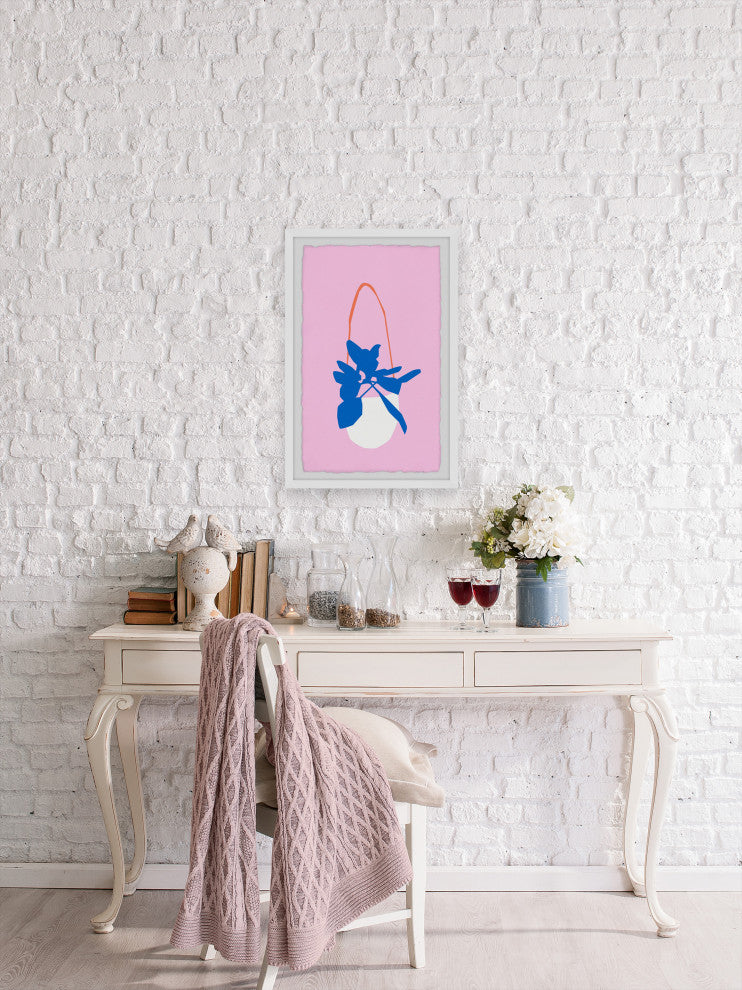 "White Hanging Pot" Framed Painting Print, 8x12