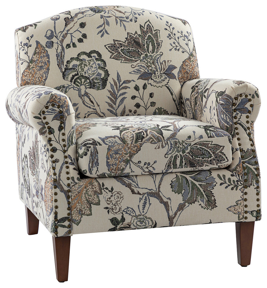 Comfy Armchair With Nailhead Trims, Gray